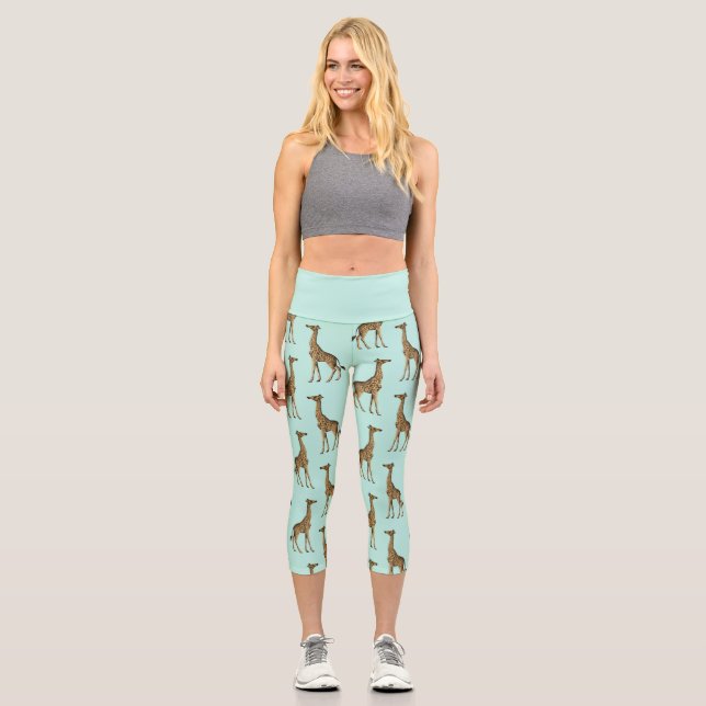 Cute Giraffe Print Capri Leggings (Front)