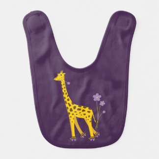 Cute Giraffe Purple Baby Bib