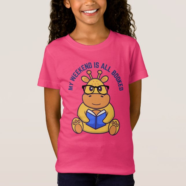  Cute giraffe reading book T-Shirt (Front)