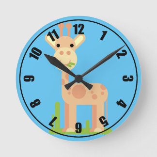 Cute Giraffe Round Clock