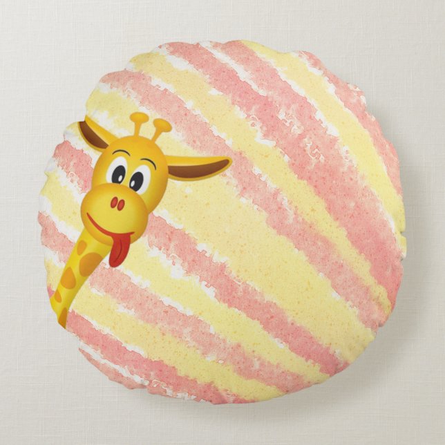 Cute Giraffe Round Pillow (Front)