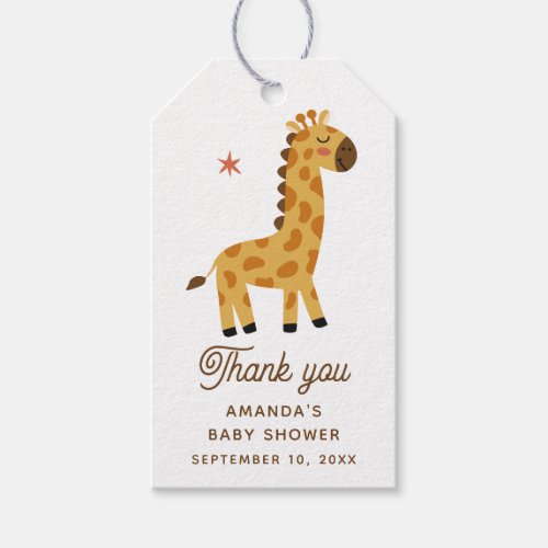 Cute giraffe Safari animal baby shower thank you Gift Tags