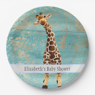Cute Giraffe Safari Animal Jungle Baby Shower Paper Plates