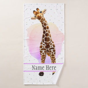 Cute Giraffe Safari Animal Jungle Wild Name  Bath  Towel