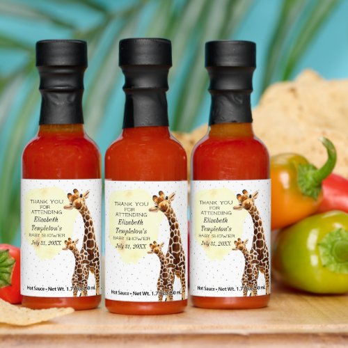 Cute Giraffe Safari Baby Shower Yellow Favors Hot Sauces