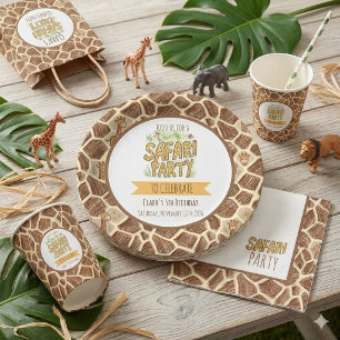 Cute Giraffe Safari Jungle Kids Birthday Party Paper Plates