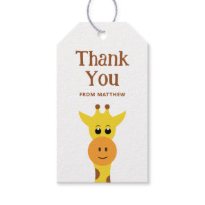 Cute giraffe. Safari Zoo animal birthday thank you Gift Tags