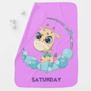 Cute Giraffe Saturday  Baby Blanket