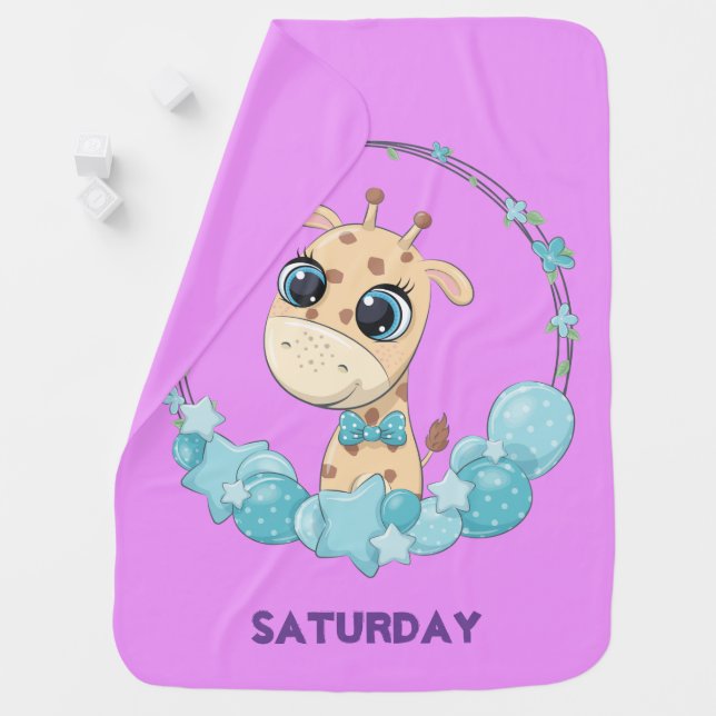 Cute Giraffe Saturday  Baby Blanket (In Situ)