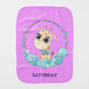 Cute Giraffe Saturday Baby Burp Cloth