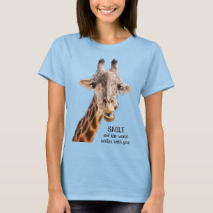 Cute Giraffe SMILE Modern Funny Quote Light T-Shirt