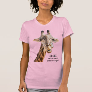 Cute Giraffe SMILE Modern Funny Quote Light T-Shirt