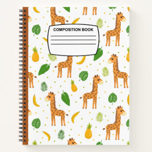 Cute giraffe spiral composition  notebook