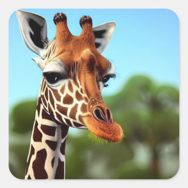 Cute Giraffe Square Sticker (Front)