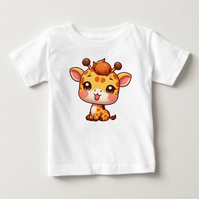 Cute Giraffe Sticking its Tongue Baby T-Shirt (Front)