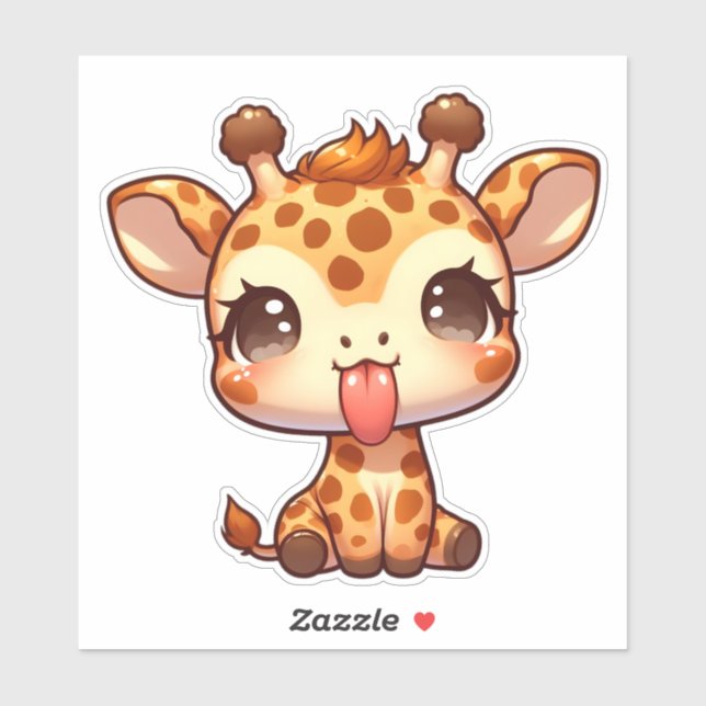 Cute Giraffe Sticking its Tongue Sticker (Sheet)