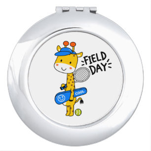 Cute Giraffe Tennis Field Day – Fun Sports Charact Compact Mirror