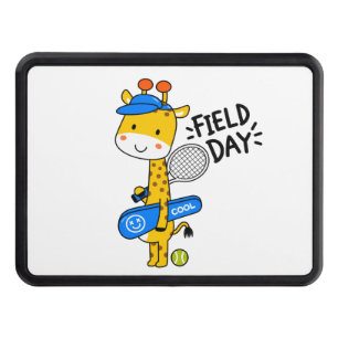 Cute Giraffe Tennis Field Day – Fun Sports Charact Hitch Cover