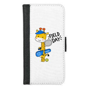 Cute Giraffe Tennis Field Day – Fun Sports Charact iPhone 8/7 Wallet Case