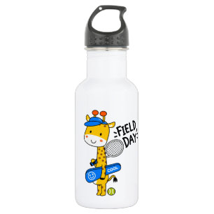 Cute Giraffe Tennis Field Day – Fun Sports Charact Stainless Steel Water Bottle