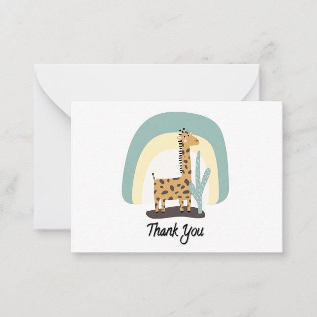 Cute Giraffe Thank You Note Card (Front)