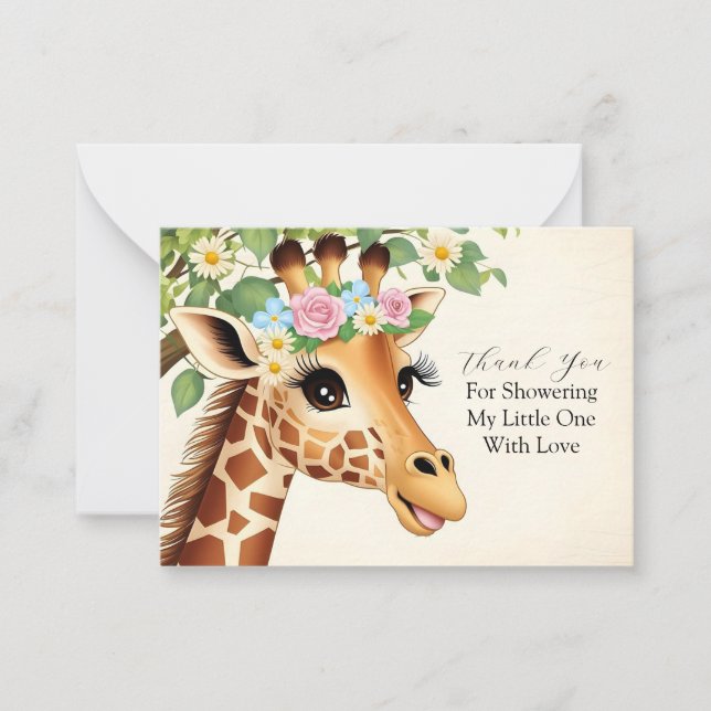Cute Giraffe Thank You Note Card (Front)