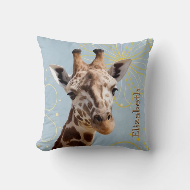 Cute Giraffe Tilting Head Throw Pillow (Front)