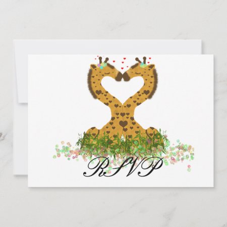 Cute Giraffe Two Brides Gay Rsvp Reply Card