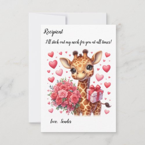 Cute giraffe Valentines Day card
