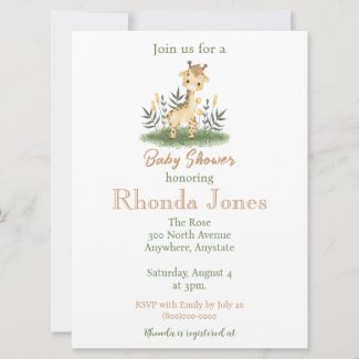 Cute Giraffe Watercolor baby shower