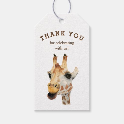 Cute Giraffe Watercolor Baby Shower Thank You Gift Tags