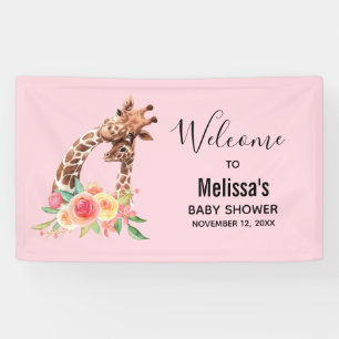 Cute Giraffe Watercolor Mom & Babe Baby Shower Banner