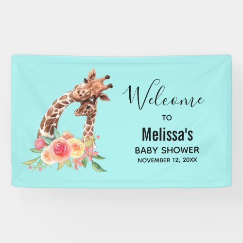 Cute Giraffe Watercolor Mom  Babe Baby Shower Banner