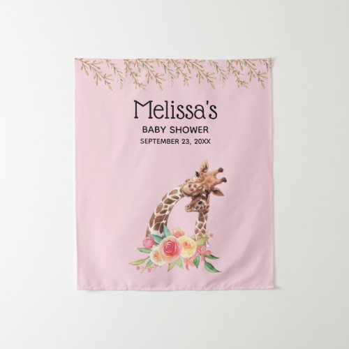 Cute Giraffe Watercolor Mom  Babe Baby Shower Tapestry