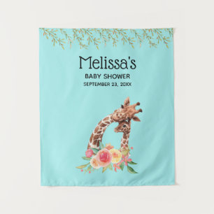 Cute Giraffe Watercolor Mom & Babe Baby Shower Tapestry