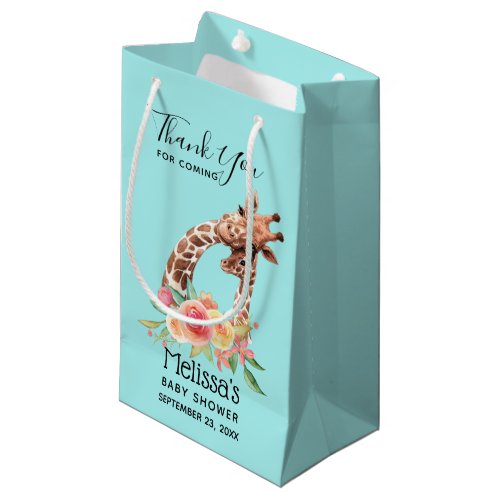 Cute Giraffe Watercolor Mom  Baby Boy Thank You Small Gift Bag