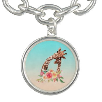 Cute Giraffe Watercolor Mom & Baby Bracelet by Mirribug at Zazzle