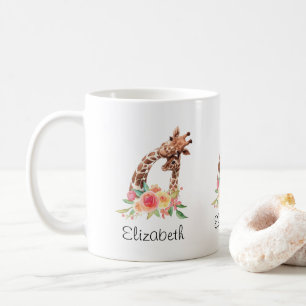 Cute Giraffe Watercolor Mom & Baby Coffee Mug