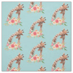 Cute Giraffe Watercolor Mom &amp; Baby Fabric