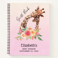 Cute Giraffe Watercolor Mom & Baby Guest Book