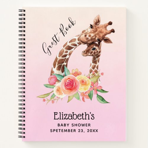 Cute Giraffe Watercolor Mom  Baby Guest Book