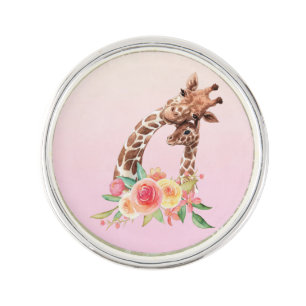 Cute Giraffe Watercolor Mom & Baby Lapel Pin
