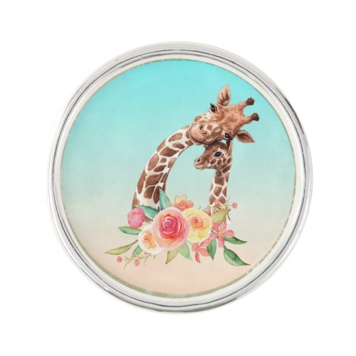 Cute Giraffe Watercolor Mom  Baby Lapel Pin