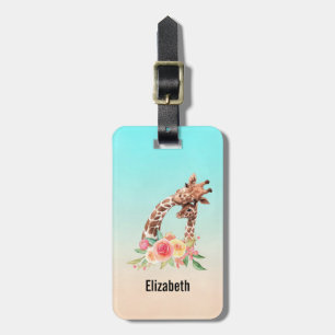 Cute Giraffe Watercolor Mom & Baby Luggage Tag
