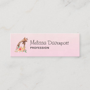 Cute Giraffe Watercolor Mom & Baby Mini Business Card