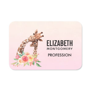 Cute Giraffe Watercolor Mom & Baby Name Tag