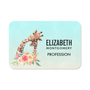 Cute Giraffe Watercolor Mom & Baby Name Tag