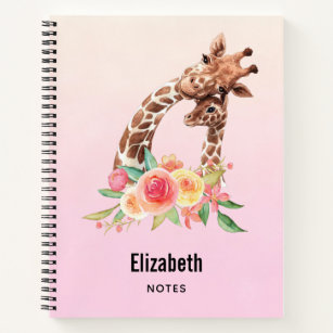 Cute Giraffe Watercolor Mom & Baby Notebook