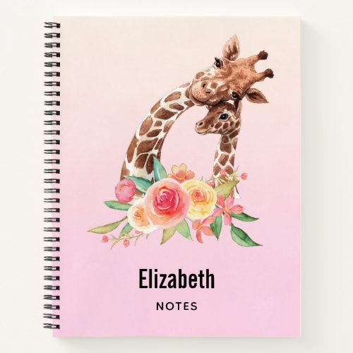 Cute Giraffe Watercolor Mom  Baby Notebook