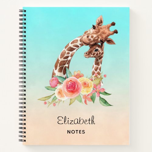 Cute Giraffe Watercolor Mom  Baby Notebook